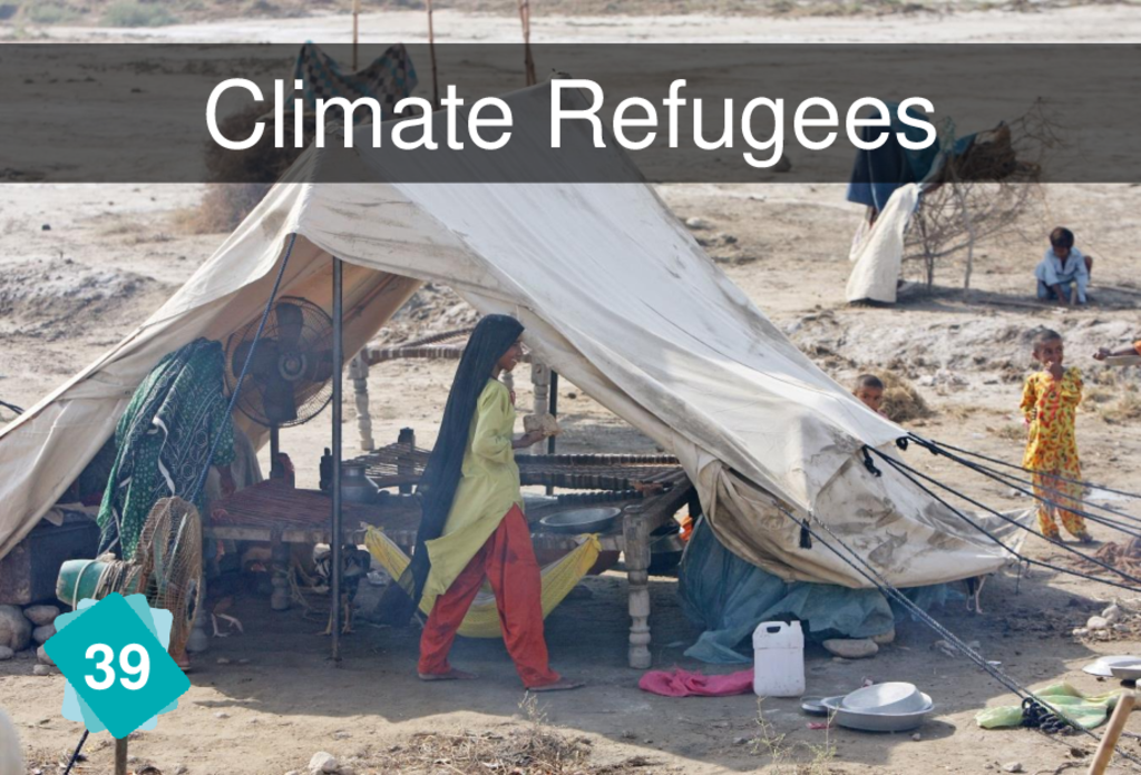 Front of the card "Climate Refugees"